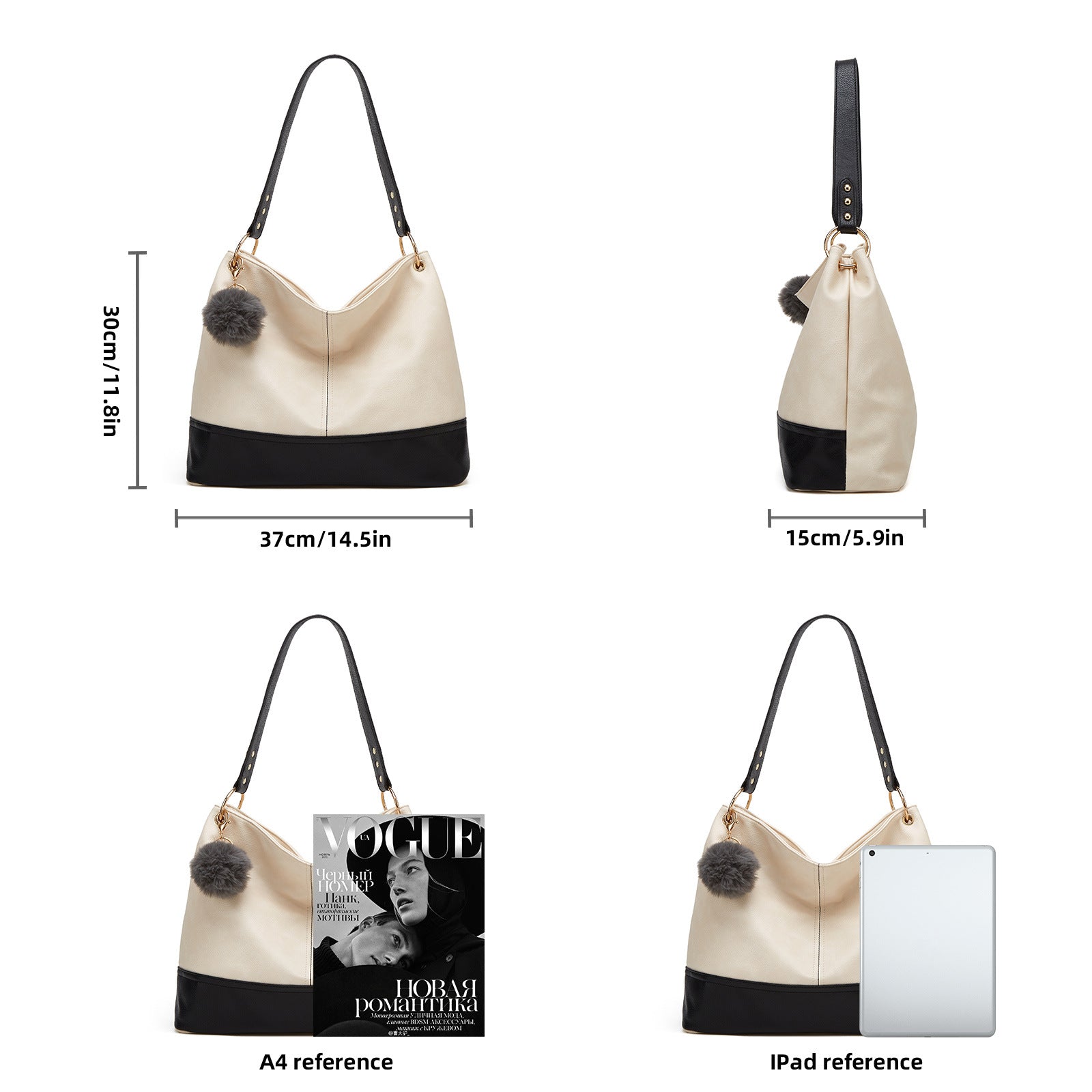Wholesale PU Stitching Soft Leather Tote Bag